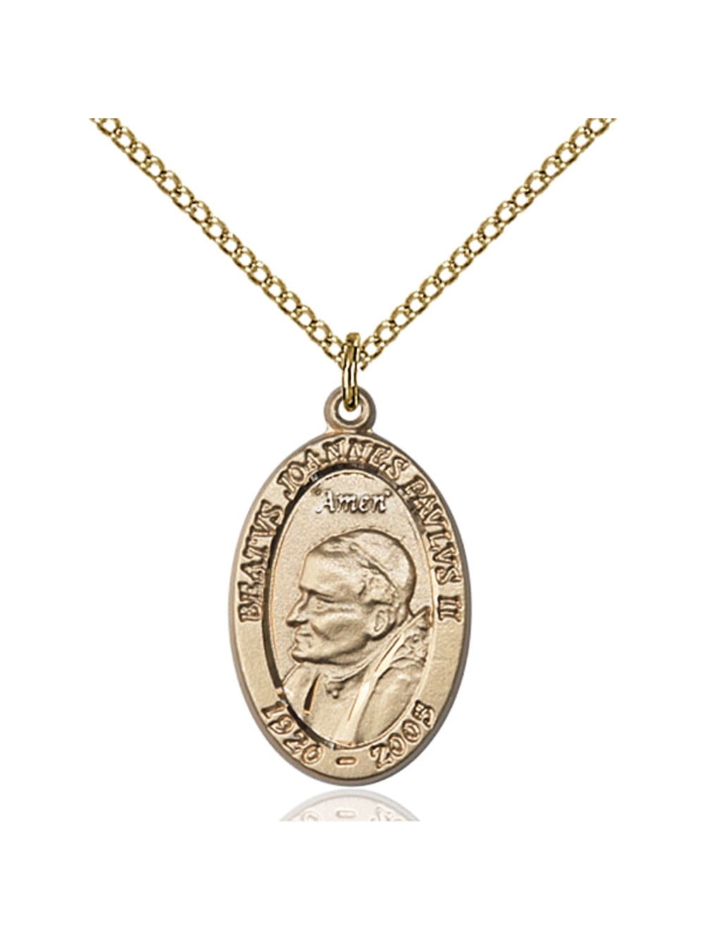 Gold Filled St. John Paul II Pendant 7/8 x 1/2 inches with Gold Filled ...