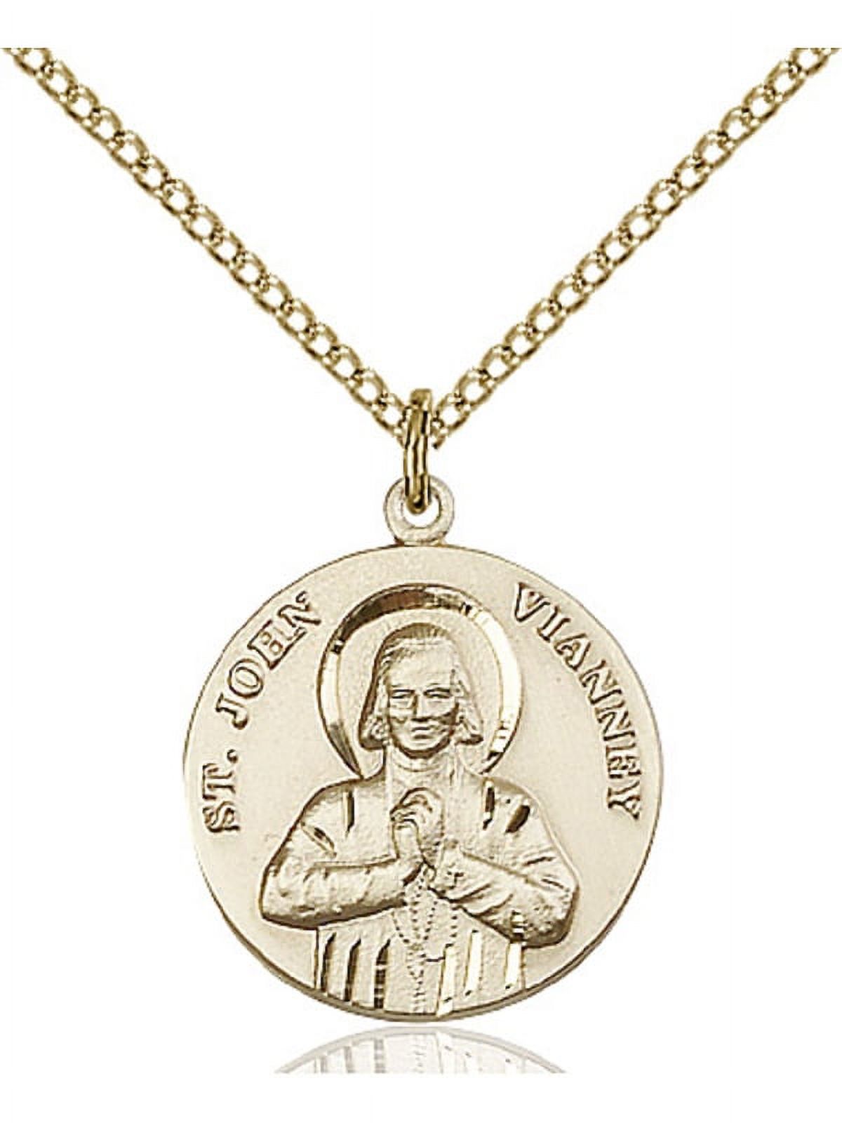 Gold Filled St. John Vianney Pendant 3/4 x 5/8 inches with Gold Filled ...