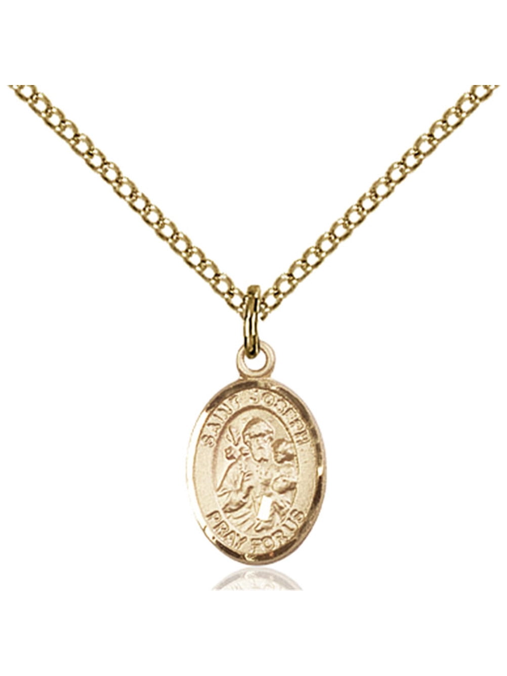 Gold Filled St. Joseph Pendant 1/2 x 1/4 inches with Gold Filled Lite ...