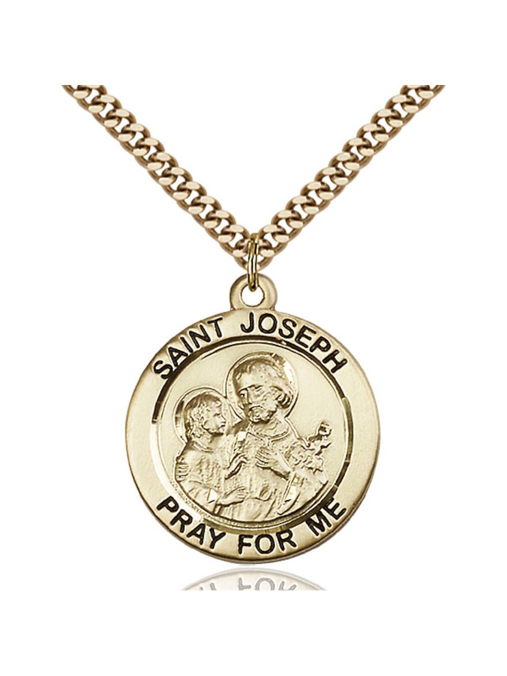 Gold Filled St. Joseph Pendant 1 x 7/8 inches with Heavy Curb Chain ...