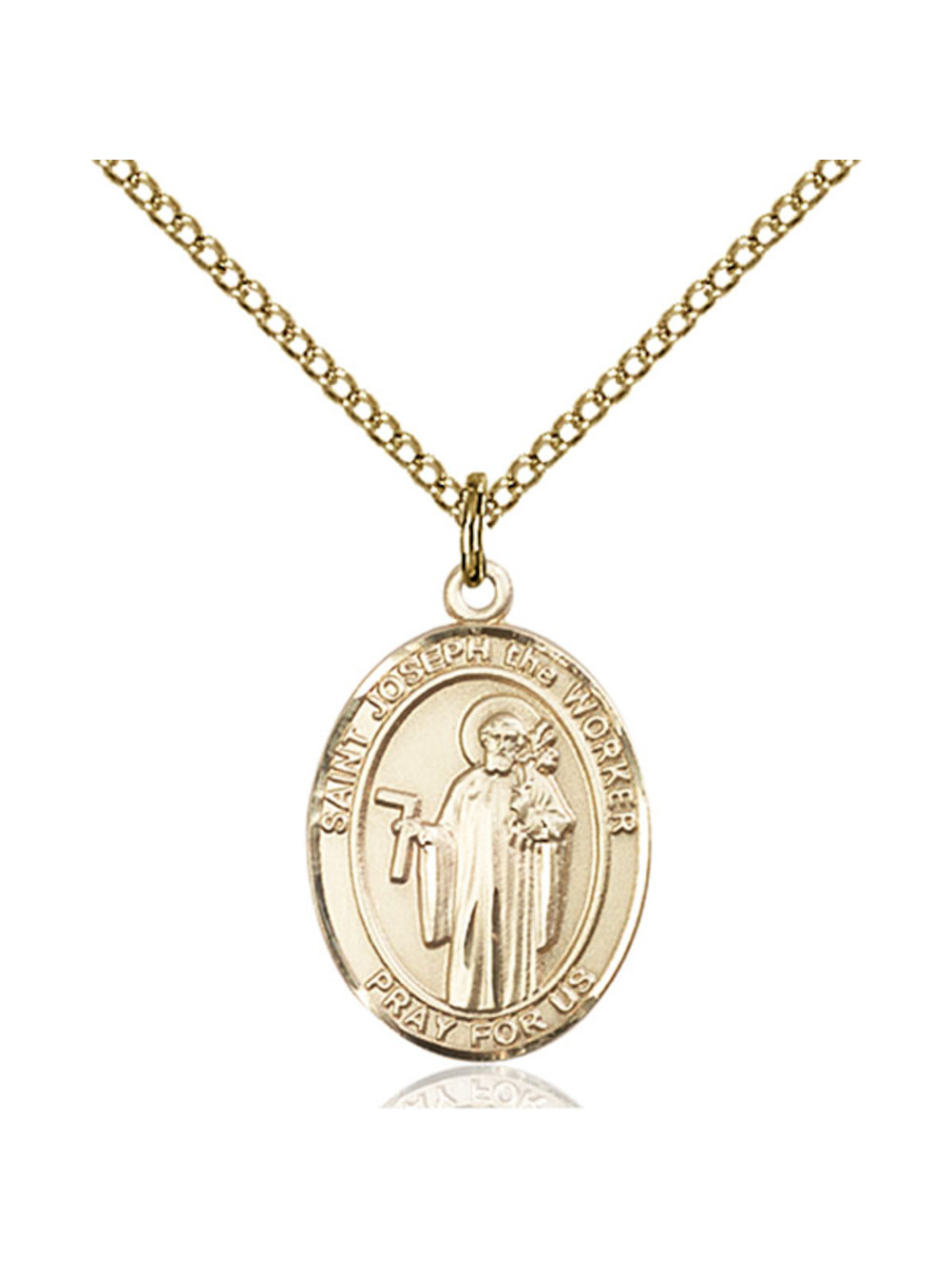 Gold Filled St. Joseph The Worker Pendant 3/4 x 1/2 inches with Gold ...