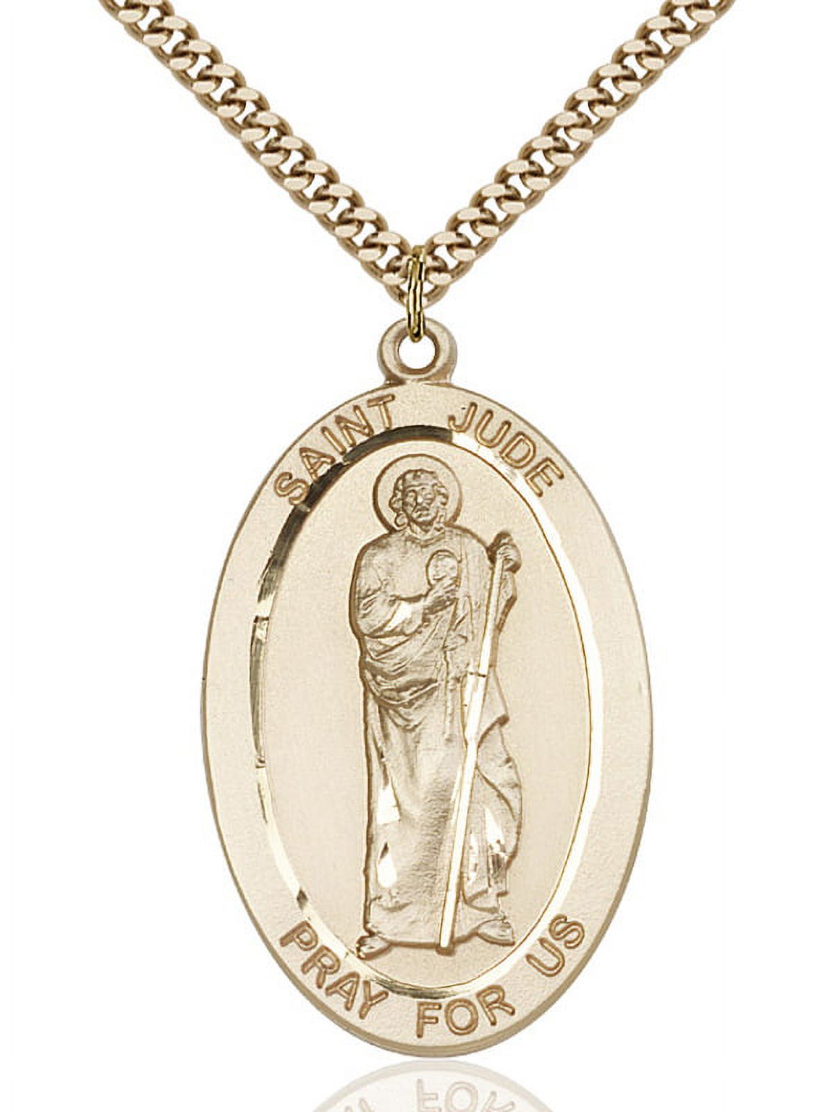 Gold Filled St. Jude Pendant 1 5/8 x 1 inches with Heavy Curb Chain ...