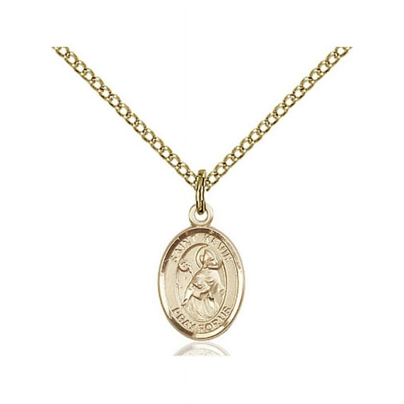 Gold Filled St. Kevin Pendant 1/2 x 1/4 inches with Gold Filled Lite Curb Chain