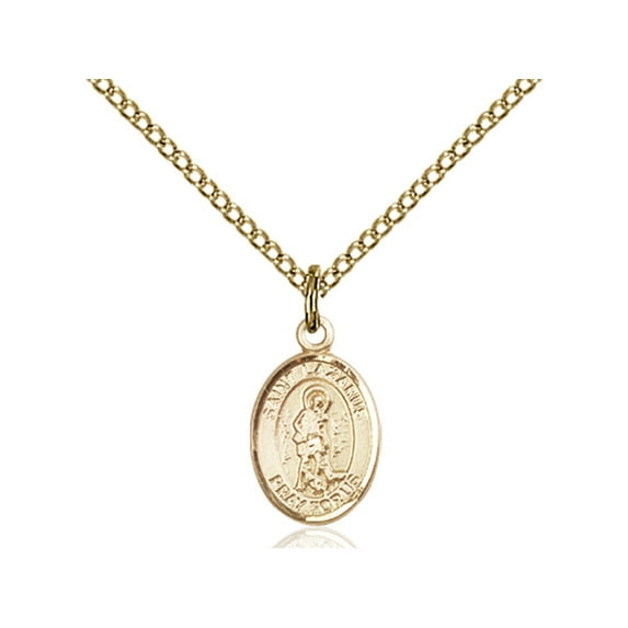 Gold Filled St. Lazarus Pendant 1/2 x 1/4 inches with Gold Filled Lite Curb Chain