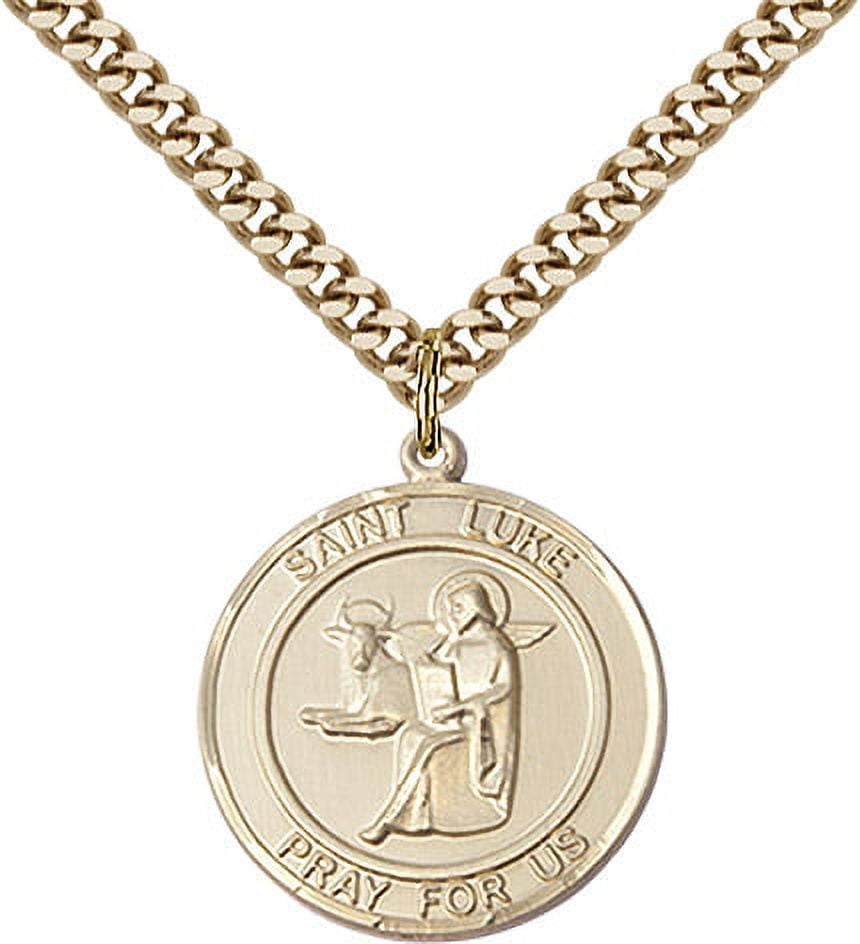 Gold Filled St. Luke the Apostle Pendant 1 x 5/8 inches with Heavy Curb ...