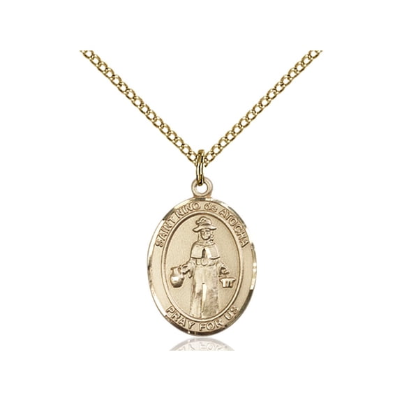 Gold Filled St. Nino de Atocha Pendant 3/4 x 1/2 inches with Gold Filled Lite Curb Chain
