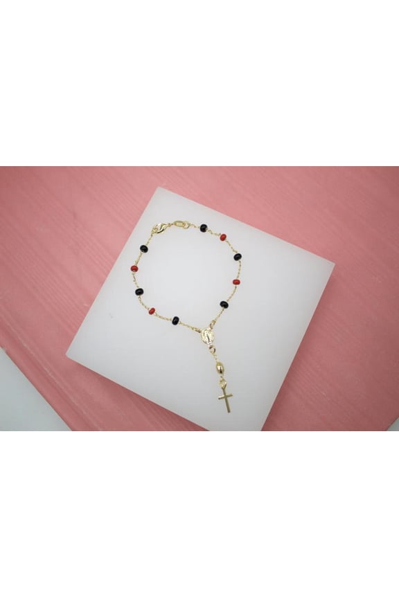 Gold Filled Virgin Mary Cross Charm Bracelet