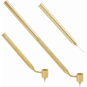 Gold Fine Line Painting Pen Aluminum Fineliners Fluid Writer Paint Applicator Pen with 0.3mm Steam Tips Precision Slanted Touch Up Paint Pen for Cars Scratch Repair Art Craft Calligraphy Writing