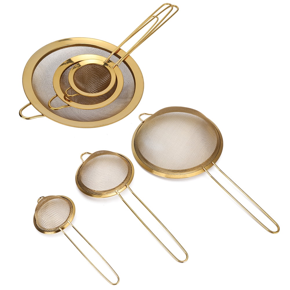 Gold Plated Stainless Steel Mesh Strainers Set of 3