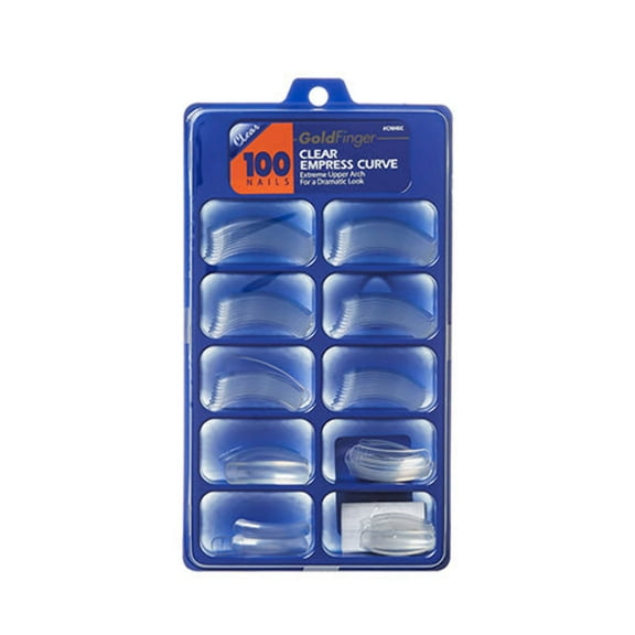 Gold Finger 100 Pcs Acrylic Clear Fake Nails Tip Empress Curve Arch Full Cover Clear Press on Nails DIY Nail Art Nail Extension Artificial French Nail