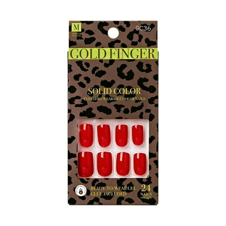 Gold Finger Full Cover False Nails Kit with Glue Solid Color