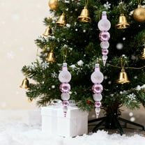 Gold Finial Christmas Ornaments,3pc Christmas Ball Finial Drop Ornaments,Finial Christmas Ornaments Hanging Christmas Finials Glass Ornaments,Christmas Tree Hanging Ball Xmas Decor for Holiday Party