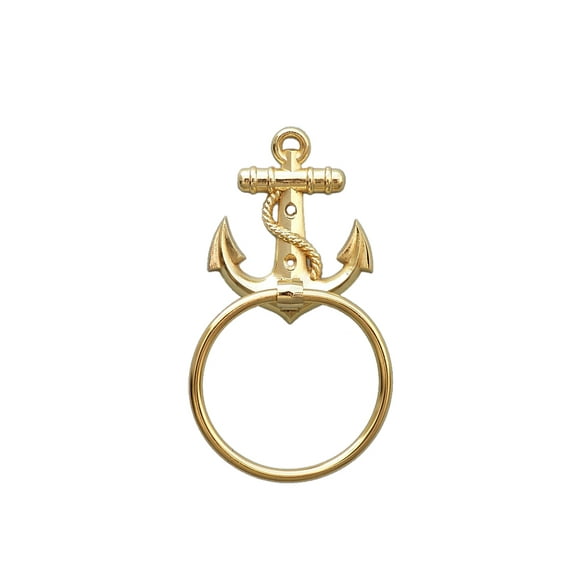 Gold Finish Anchor Towel Holder 9"