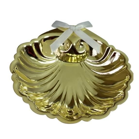Gold Finish Baptismal shell W Ribbon