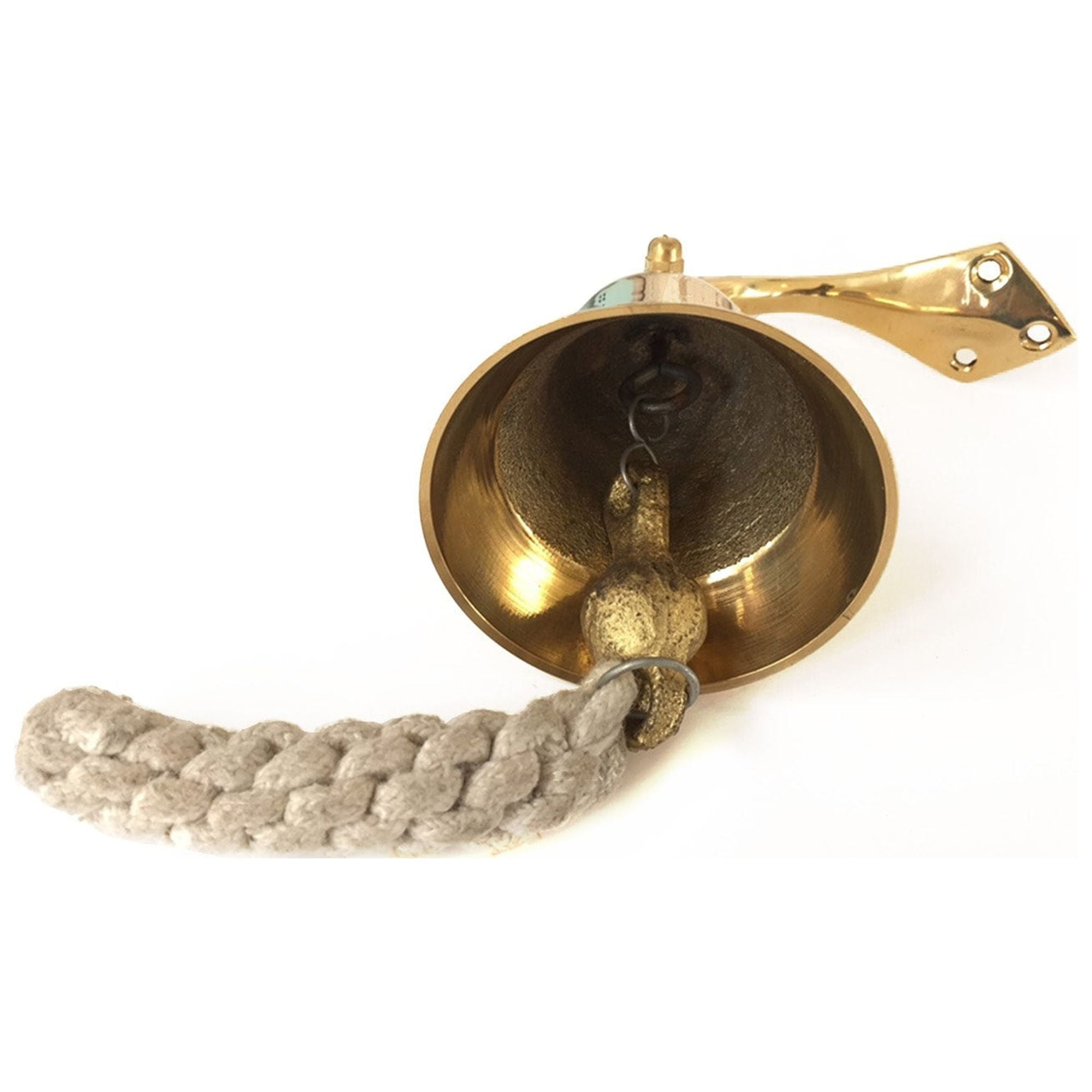Gold Finish Brass Ship Bell with Rope, 3.5"