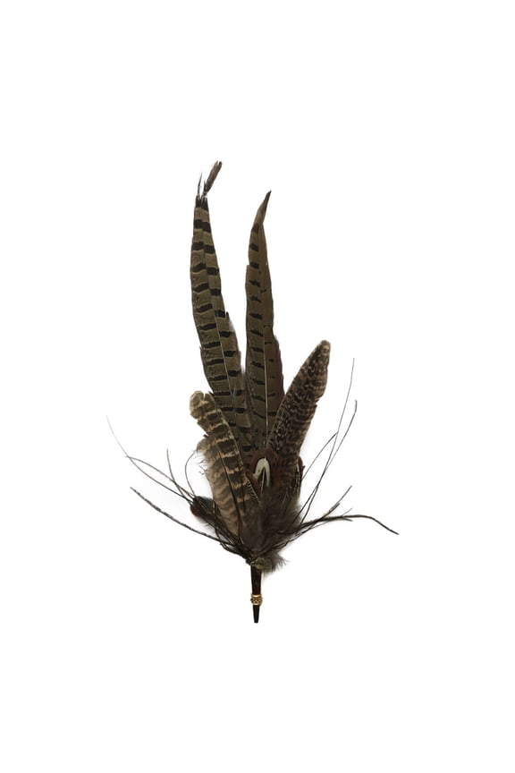 Gold Finish Hunter Hat Pin Deluxe Feather