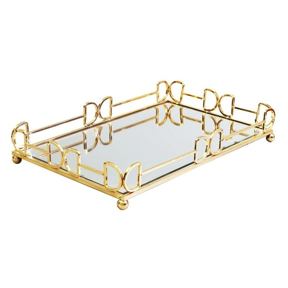 Gold Finish Mirror Tray Portable for Stylish Home Or Wedding Decoration