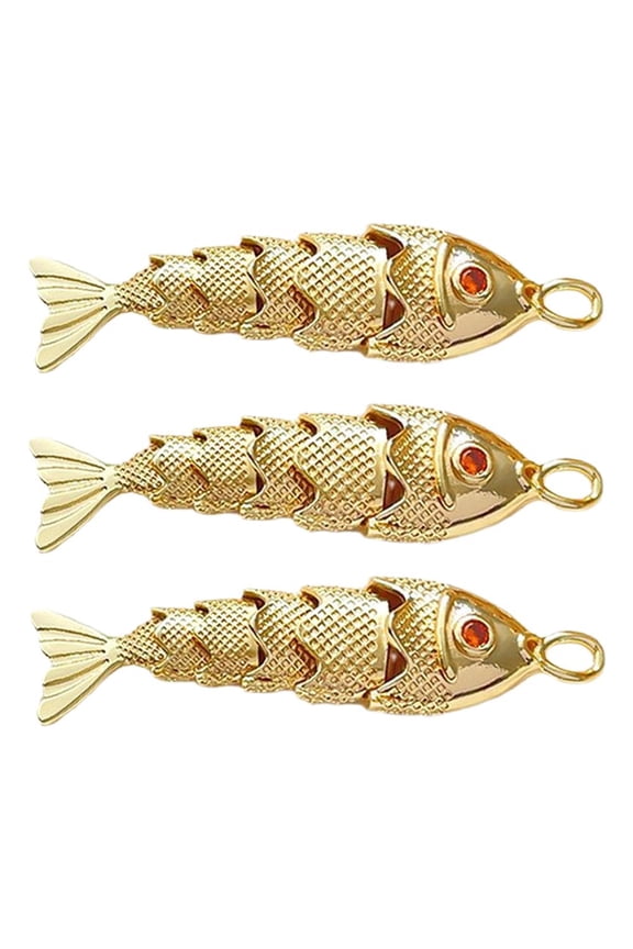 Gold Fish Charm for Jewelry Making Fish Shaped Gold Plated Sea Animal Pendants with Hook, 3D Ocean Theme Hanging Charm for DIY Bracelets, Necklaces & Earrings Crafting Supplies