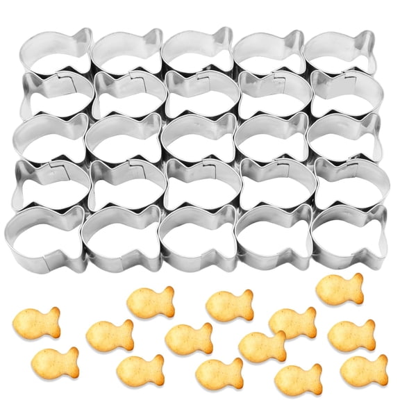 Gold Fish Cracker Cutter,25 Cavity Fish Cookie Cutter,Mini Gold Fish Shapes Molds for Cookie,Non-stick Dough, Stainless Steels Cookie Cutters Mold for Baking