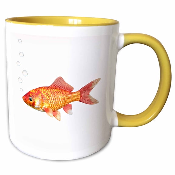 3drose, Gold Fish in Right Profile, 15oz Two-tone Yellow Mug
