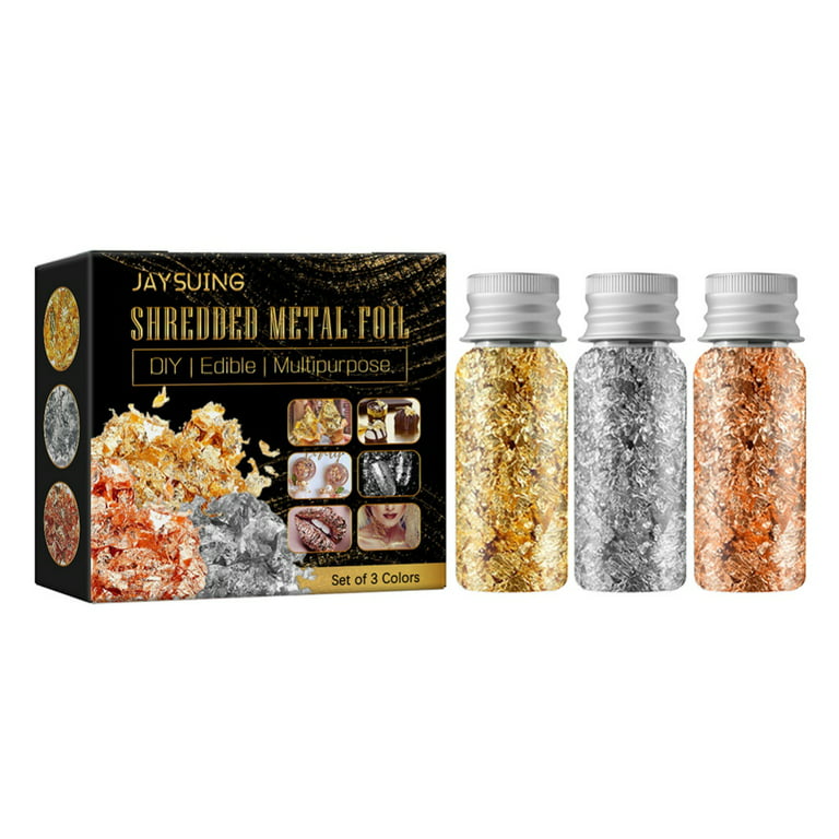 Gold Flakes for Resin, 3 Bottles Metallic Foil Flakes 5g per bottle, Gold,  Silver and Copper Colors, Gilding Foil Paper Flakes for Nails, Painting