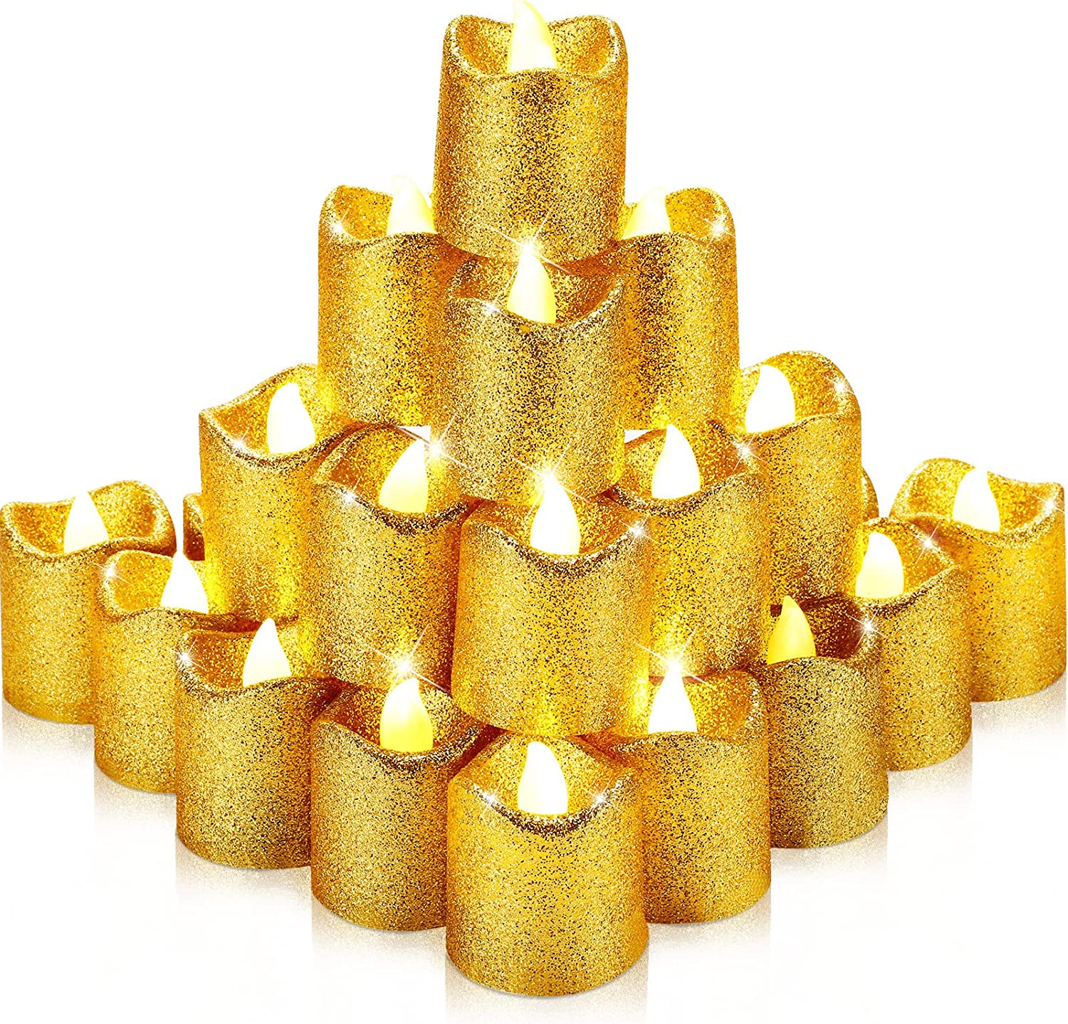 Gold Flameless Candles 48 Flickering LED Votive Candles for