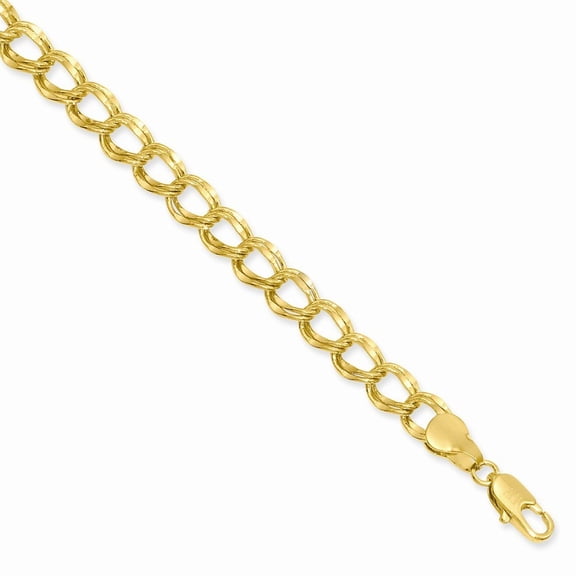 Gold-Flashed 6.5mm Double Charm Bracelet - 8.25 Inch
