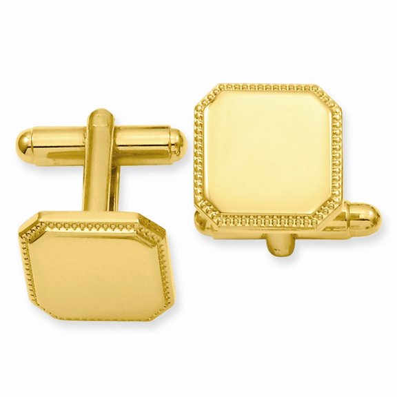Gold-Flashed Square Beaded Cuff Links - Measures 15x15mm Wide