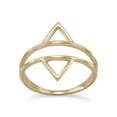 thumbnail image 1 of Gold-Flashed Sterling Silver Split Band Double Triangle Ring 17.5mm Wide Across Top - Size 9, 1 of 2