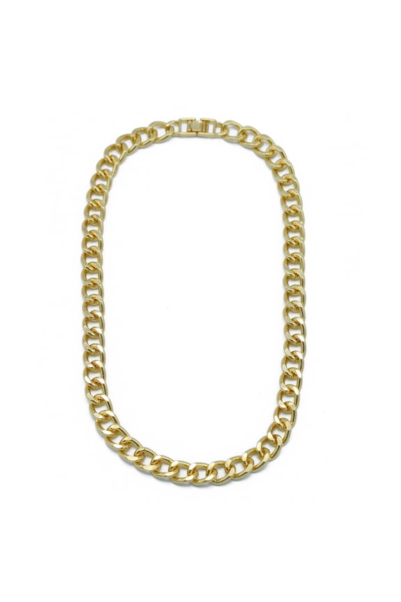 Gold Flat Curb Chain Necklace This sophisticated piece of jewelry is the perfect way to elevate any outfit.
