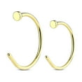 thumbnail image 1 of Gold Flat Disc Nose Hoop 316L Surgical Steel Rings (Various Sizes), 1 of 3
