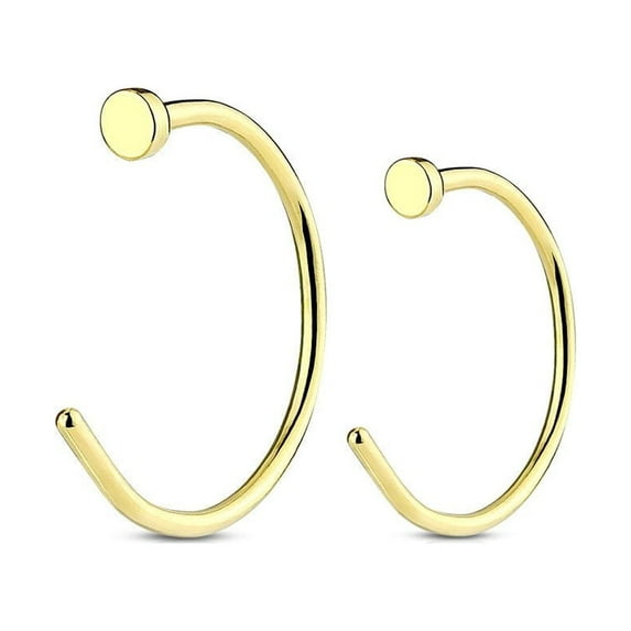 Gold Flat Disc Nose Hoop 316L Surgical Steel Rings (Various Sizes)
