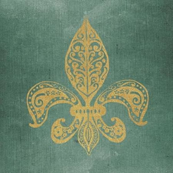 Gold Fleur de Lis Worn Canvas Canvas Art - Jo Moulton (24 x 24)