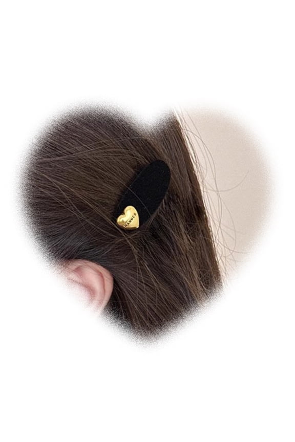 Gold Flocked Heart Duck Bill Clip Small Oval Hair Accessory for Taming Bangs Baby Hairs Women Accessories Halloween Christmas Gifts Black Claw Clip
