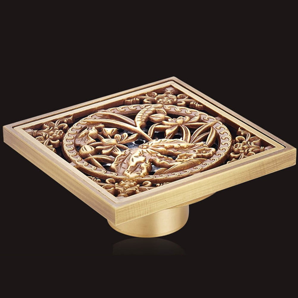 Gold Floor Drain 10*10cm Shower Square Deodorization Type Bathroom