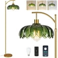 thumbnail image 1 of Gold Floor Lamp for Living Room Arc Floor Lamp with Remote Control & 3 Color Temperature,Modern Flower Lamp with Glass Lampshade Dimmable Vintage Standing Lamp Tall Lamp for Bedroom Corner, 1 of 14
