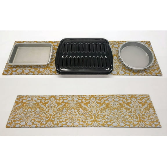 Gold Floral Damask Hot Pads or Hot Pad Runner by Penny's Needful Things (X-Large Hot Pad: 21.25 x 29.25in)