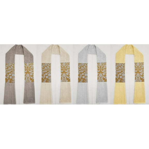 Gold Floral Damask Kitchen Towel Boa / Scarf by Penny's Needful Things (Off White)