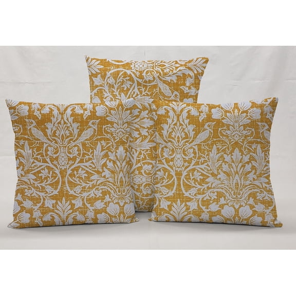 Gold Floral Damask Pillowcase / Pillow Cover by Penny's Needful Things (12 x 18)