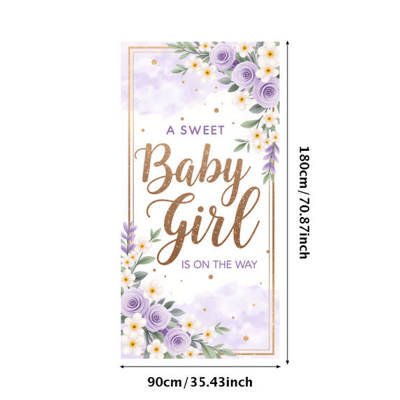 Gold Floral Sweet Baby Girl Baby Shower Banner Elegant Flower Decoration for Baby Announcement Party Decor Celebration