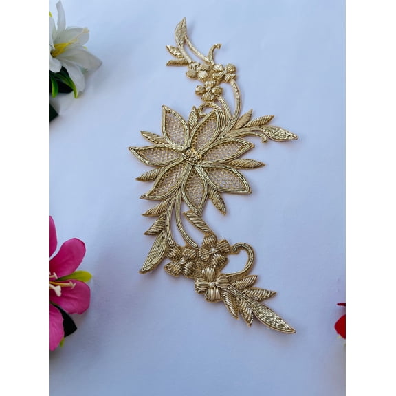 Gold Floral Zardozi Patch