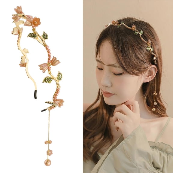 Gold Flower Headband for Women Girls Hair Vine Gold Leaf Boho Headband Wedding Fairy Accessories Headpiece