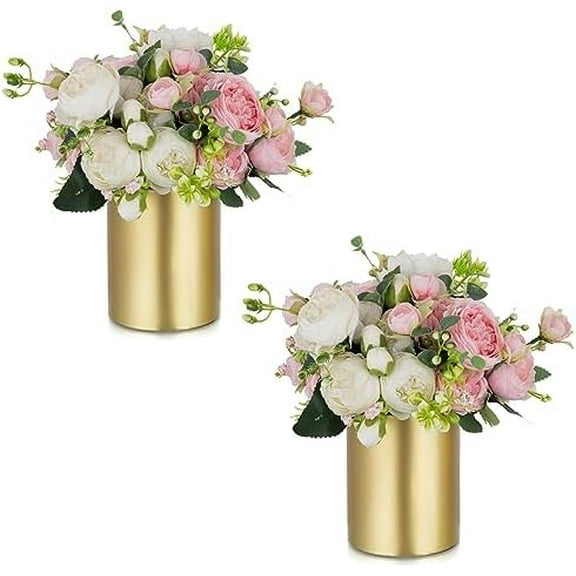 Gold Flower Vases for Centerpieces: 2 Pcs 5.1 inch Small Metal Flowers Vase Stand Wedding Centerpieces for Tables Centerpiece Table Decorations