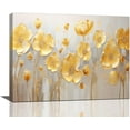 thumbnail image 1 of Gold Flower Wall Art Abstract Golden Floral Pictures Wall Decor Large Golden Painting Canvas Prints Modern Artwork Framed Decoration for Home Bathroom Bedroom Living Room Office 16"x12", 1 of 12