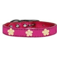 thumbnail image 1 of Gold Flower Widget Genuine Metallic Leather Dog Collar, Pink - Size 10, 1 of 1