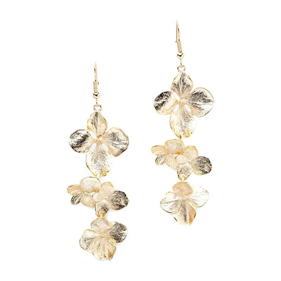 Gold Flowers Fishhook Earrings