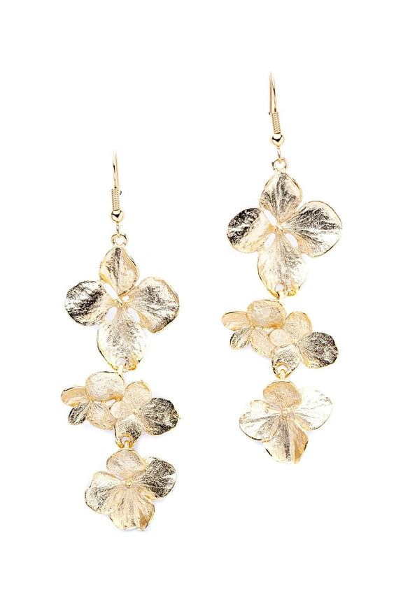 Gold Flowers Fishhook Earrings