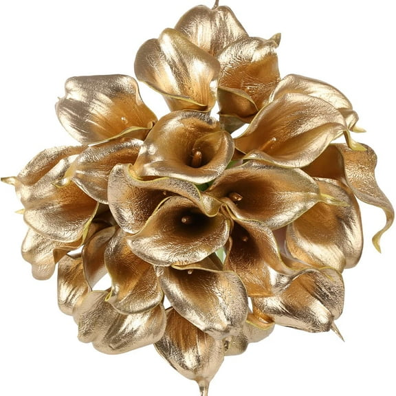 Gold Flowers, Gold Calla Lilies Artificial Flowers for Decoration for DIY Wedding Bouquets Centerpieces Bridal Shower Party Home Flower Arrangement Decorations (Golden)