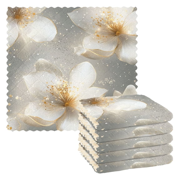 Gold Flowers Kitchen Towels 6 Pcs Dish Towels Absorbent Soft Quick Dry Towel Dish Rags for Washing Dishes