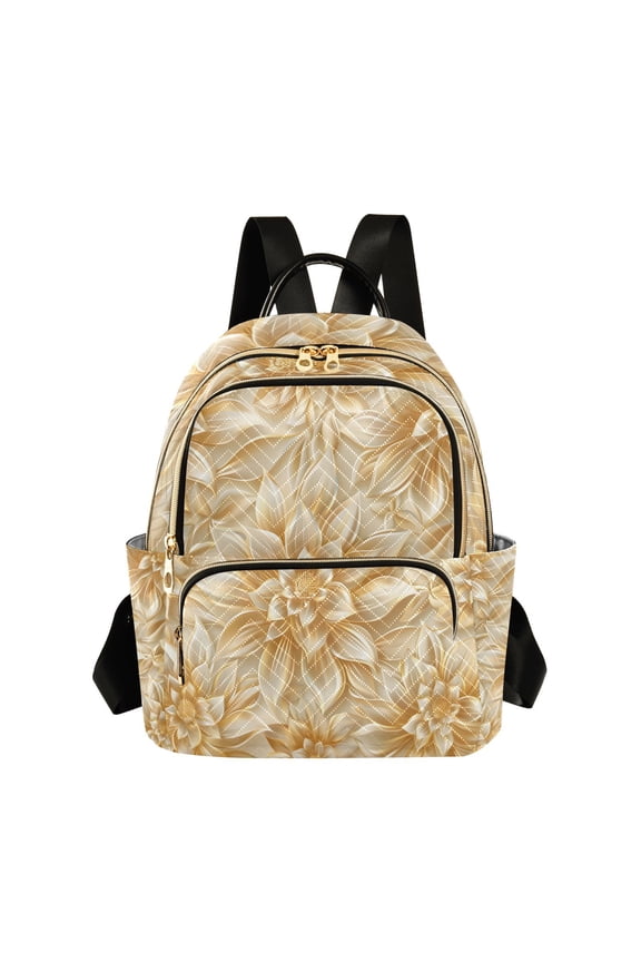 Gold Flowers Travel Laptop Backpack Casual Daypack Lightweight Bookbag Compartment for Business